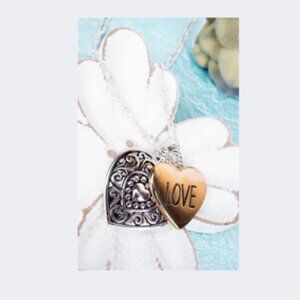 New Love Heart Charm Necklace Goldtone